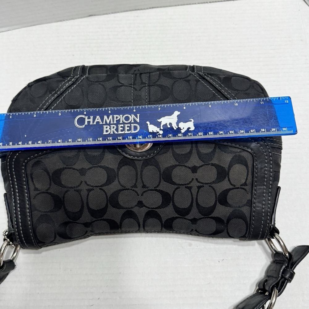 Y2K Coach Chelsea Flap Monogram Signature Canvas Turnkey Bag 11014 Boho Black - Picture 10 of 11